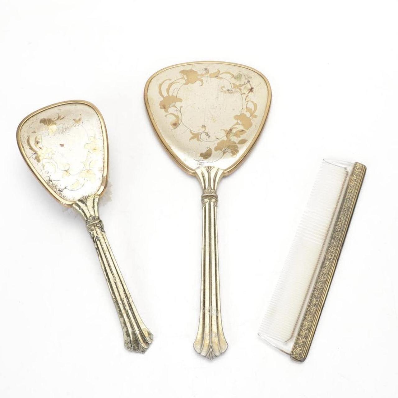 Vintage Hand Mirror Brush And Comb Set Vanity Depop