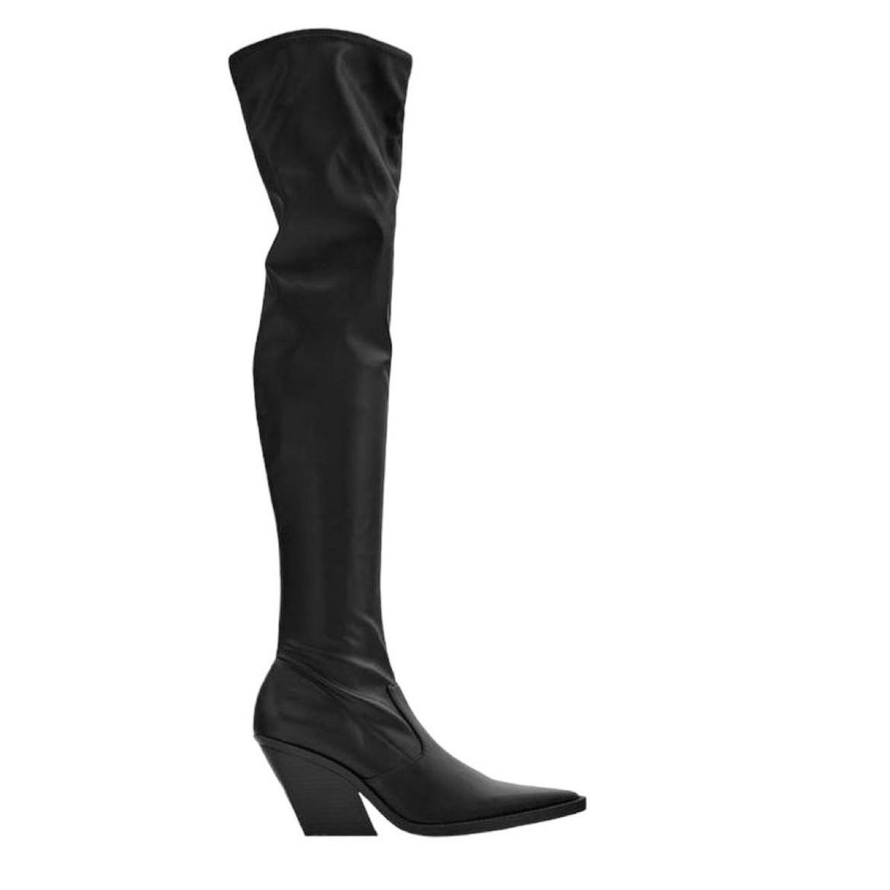 Zara OVER-THE-KNEE BOOTS WITH COWBOY HEEL - Depop