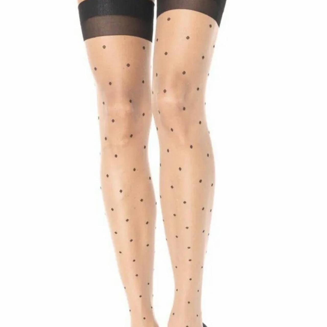 Brand New Polka Dot Spandex Sheer Thigh High Stockings Music Legs 4676