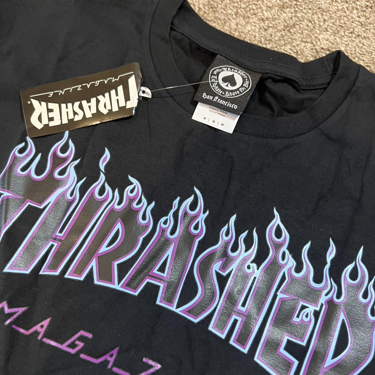 Thrasher Magazine Black/Purple Logo Tee - 100% | Depop