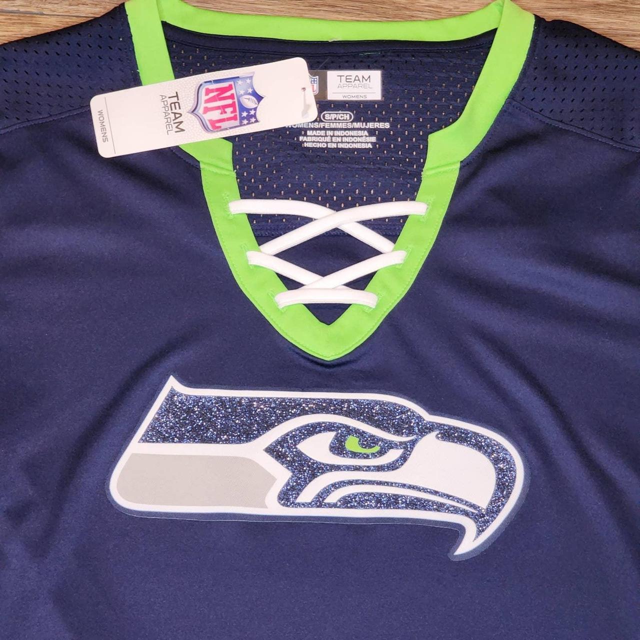 NFL Team Apparel Seahawks Fan Jersey Shirt Size: - Depop