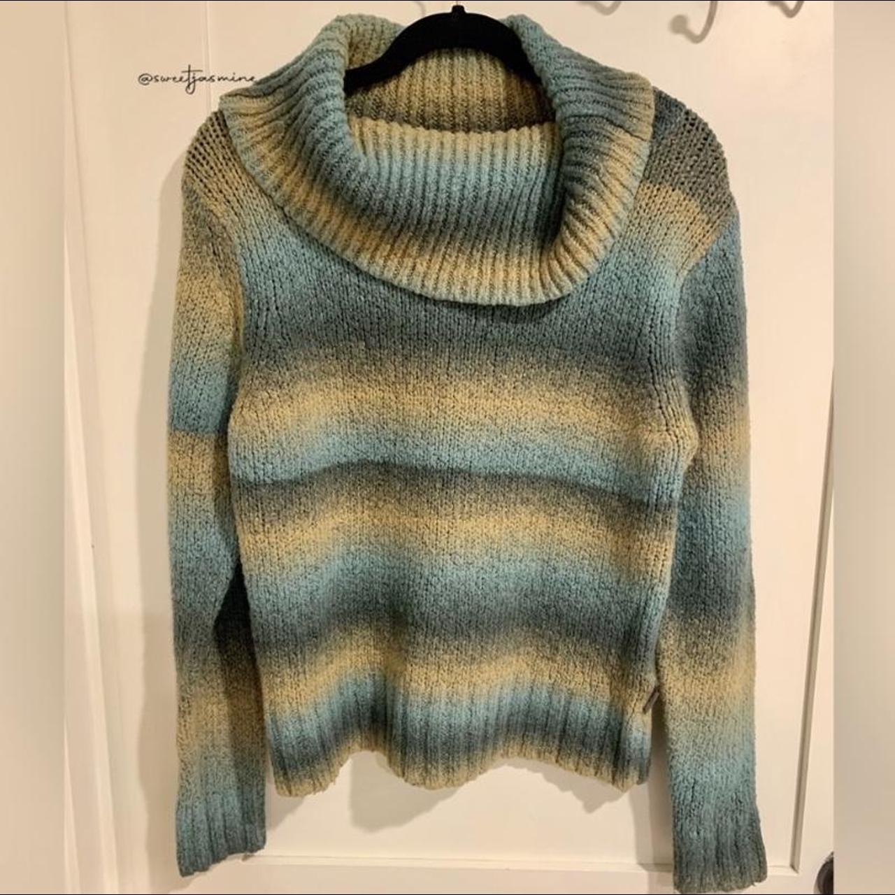 Vintage Woolrich Winter Turquoise Cowl-neck Sweater... - Depop