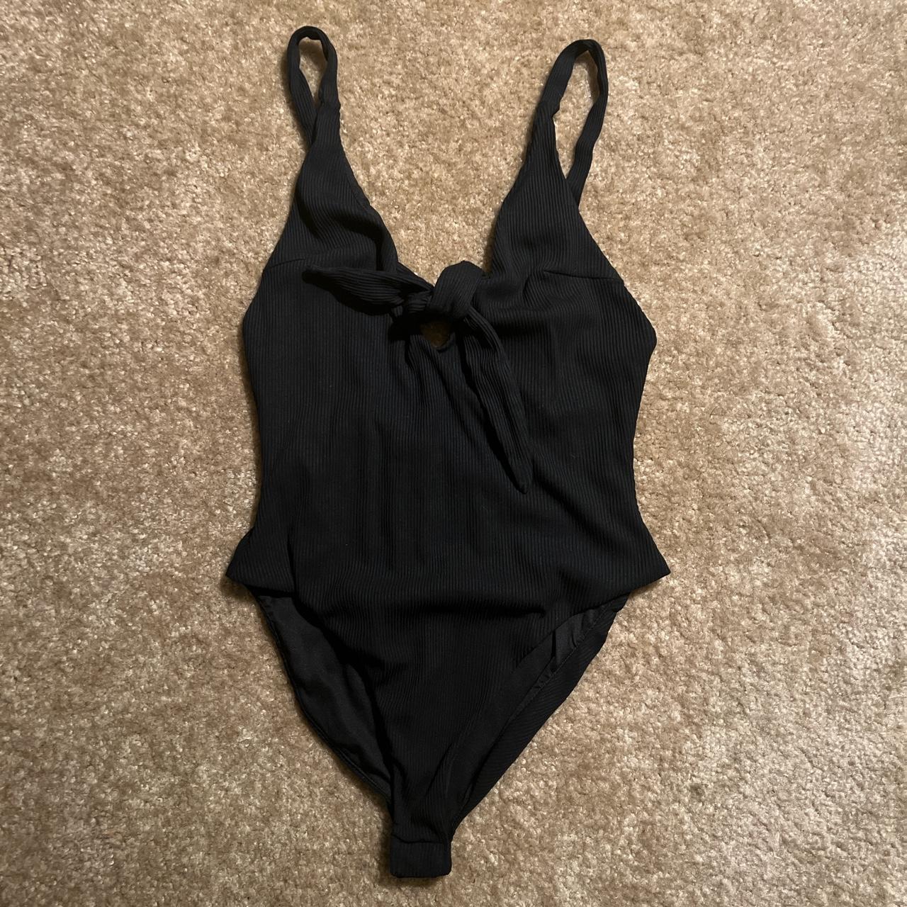 Tiger Mist tie front black bodysuit - Depop