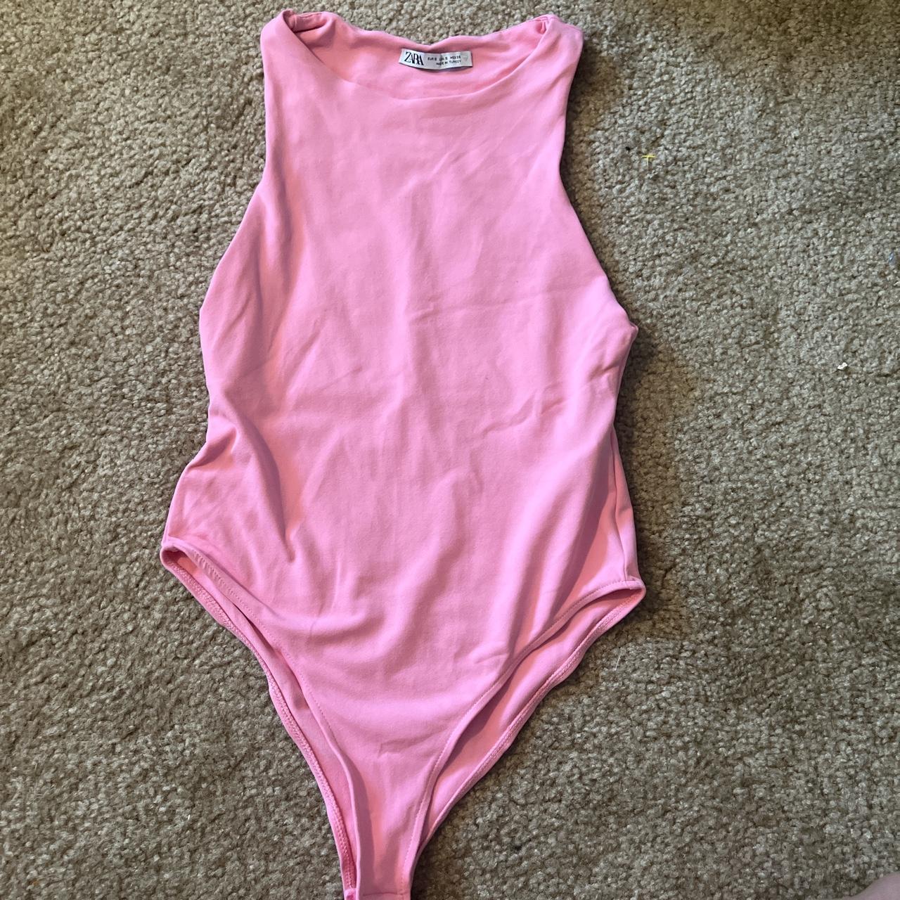 Zara Women's Pink Bodysuit | Depop