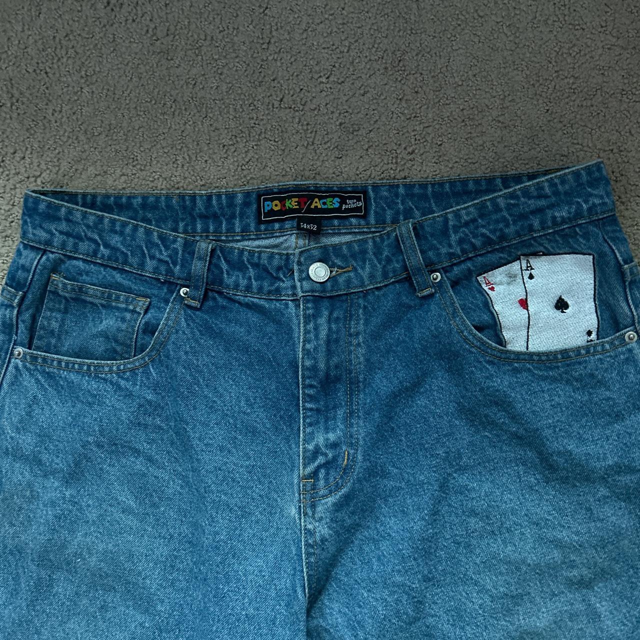 blue pocket aces denim these are in good condition,... Depop