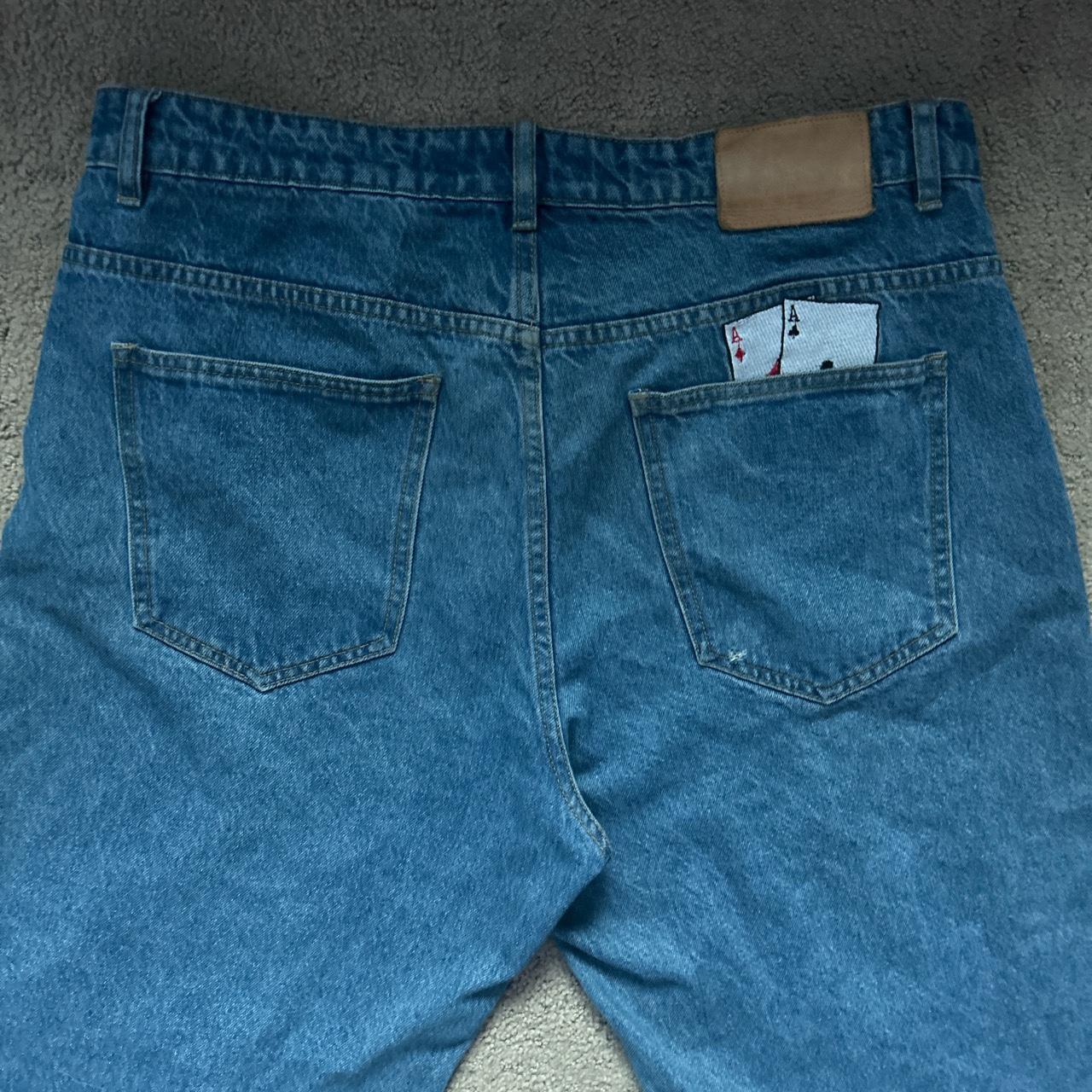 blue pocket aces denim these are in good condition,... - Depop