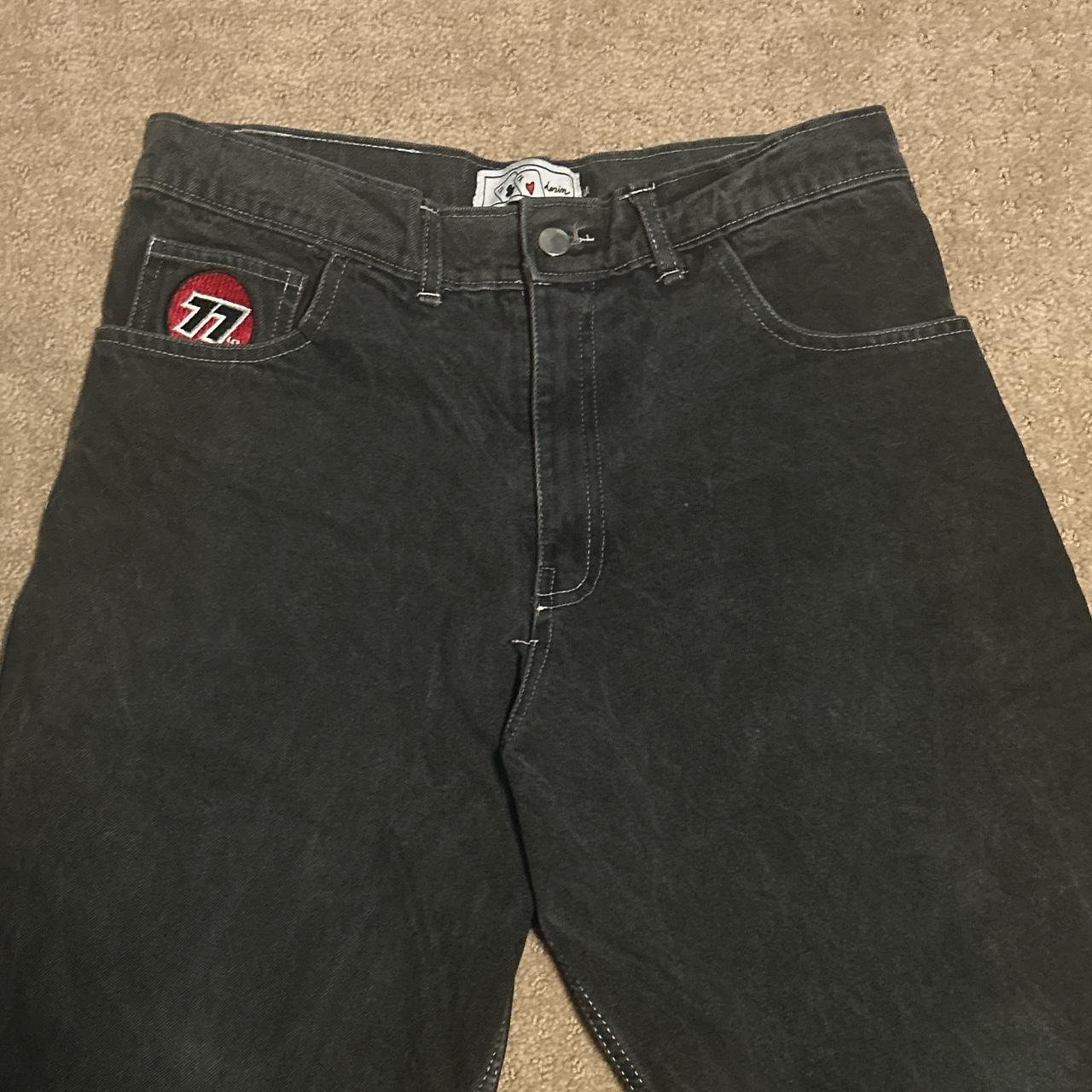 black/white contrast-stitch 77denim jeans These are... - Depop