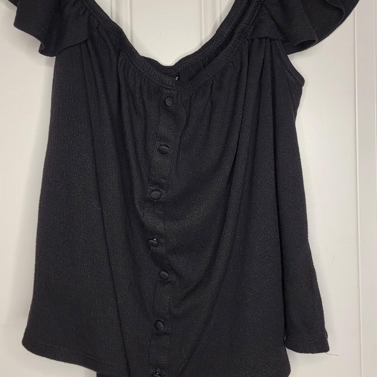 Torrid Black Off Shoulder Crop Top Top has flutter... - Depop