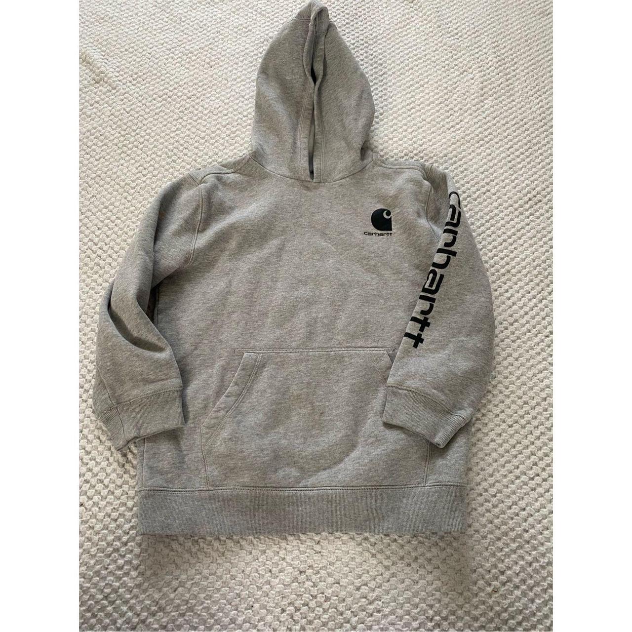 Gray carhartt hoodie. Has a small stain on the... - Depop