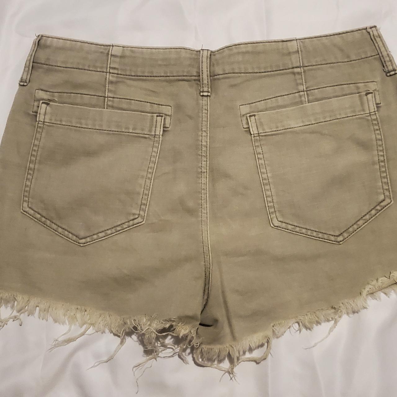 American Eagle Frayed High Waste Khaki Shorts Size... Depop