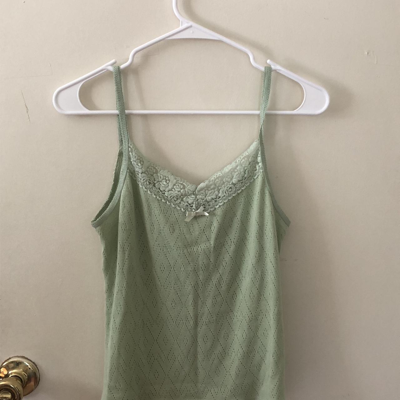 Vintage Forever 21 Green Lace Cami One size, fits... - Depop