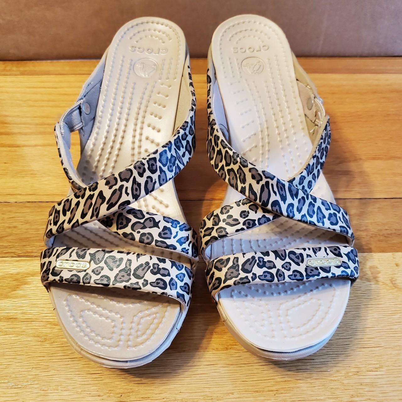 Crocs Cyprus IV Leopard Heel Sandals Size Depop
