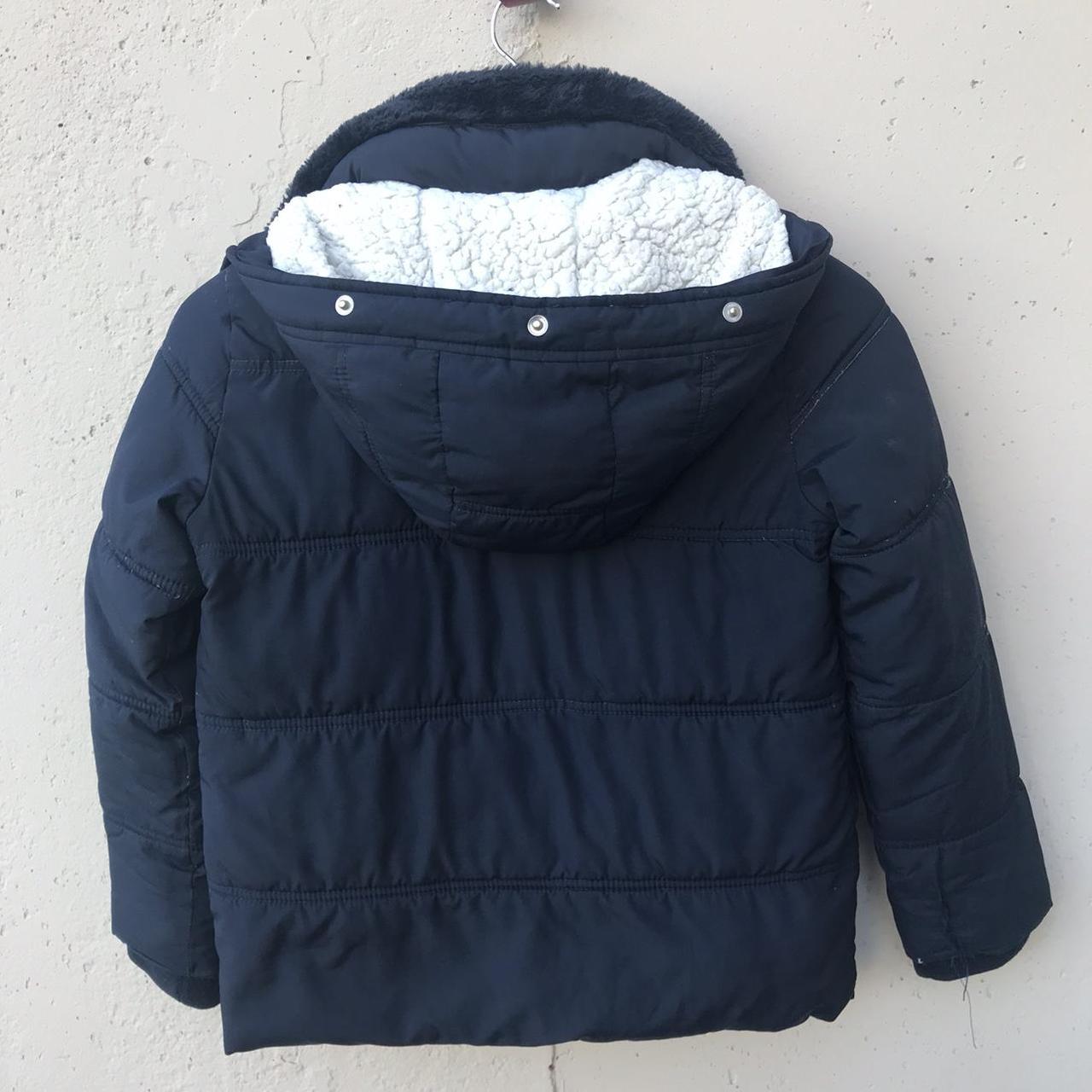 Abercrombie Boys Navy Hooded Puffer Cozy Shearling... - Depop