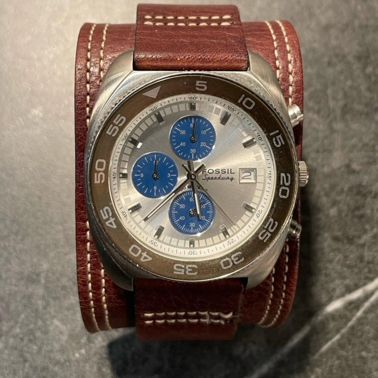 Fossil Speedway Watch on Brown Leather Strap - New... - Depop