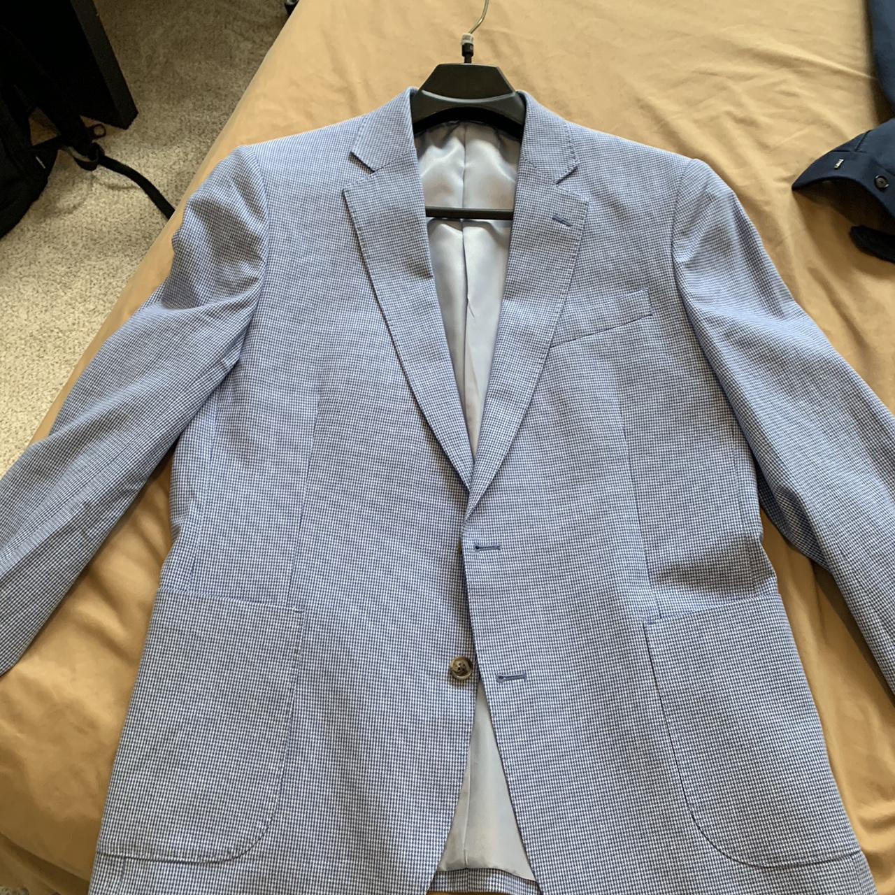 Stafford Men's White and Blue Tailored-jackets | Depop