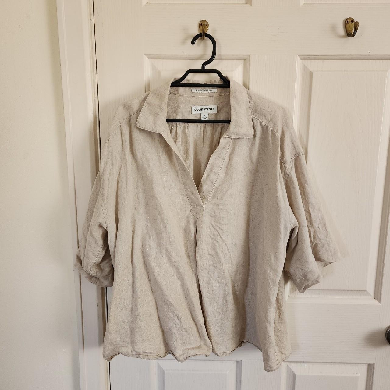 Country Road organic french linen shirt. Size 10.... - Depop