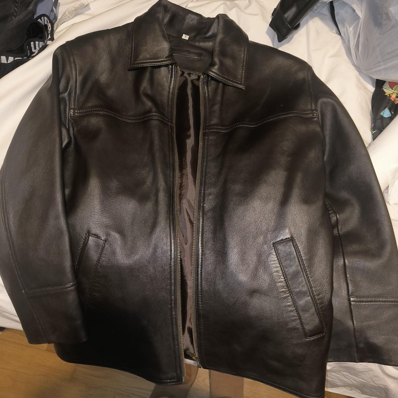 Vintage brown leather jacket size small - Depop