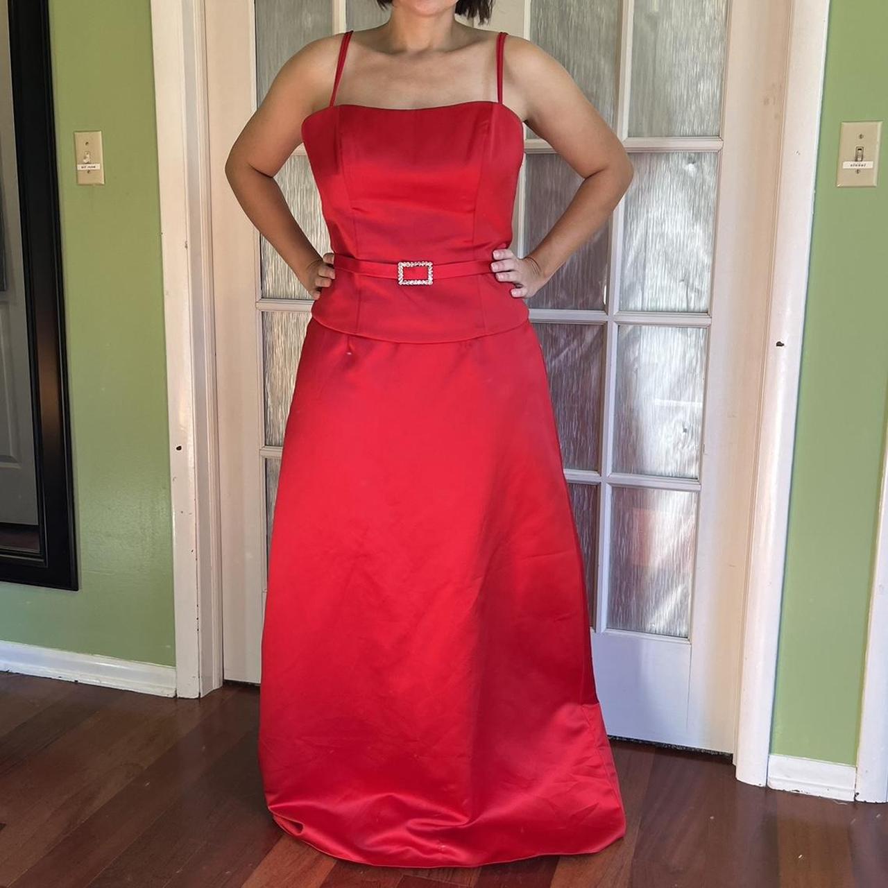 No. 51 - Alfred Angelo Classic cherry red satin... - Depop