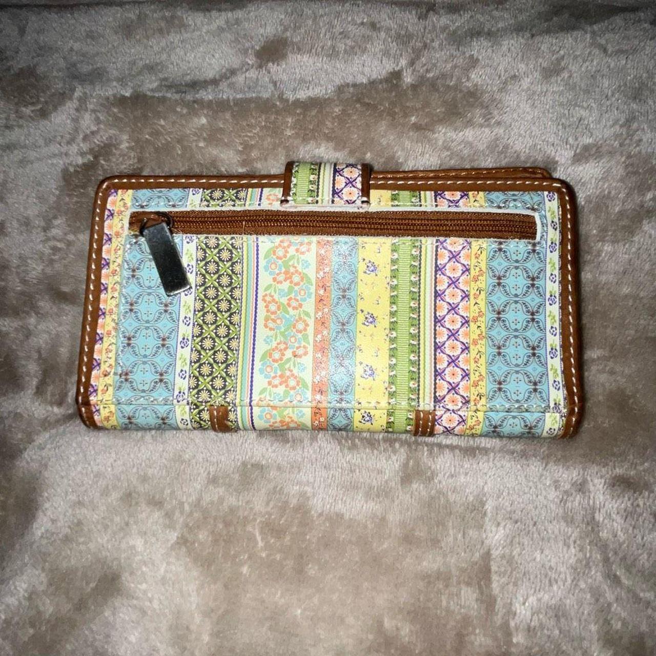 Fossil Wallet Multicolor White- Green- Blue Pattern hot