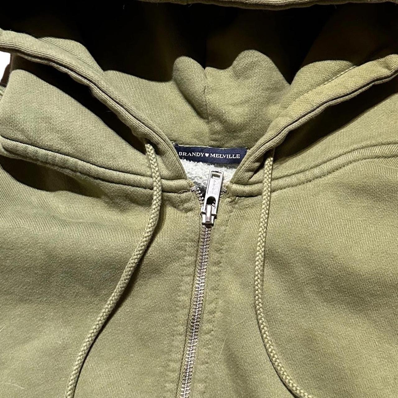 Brandy Melville green zip up hoodie Depop