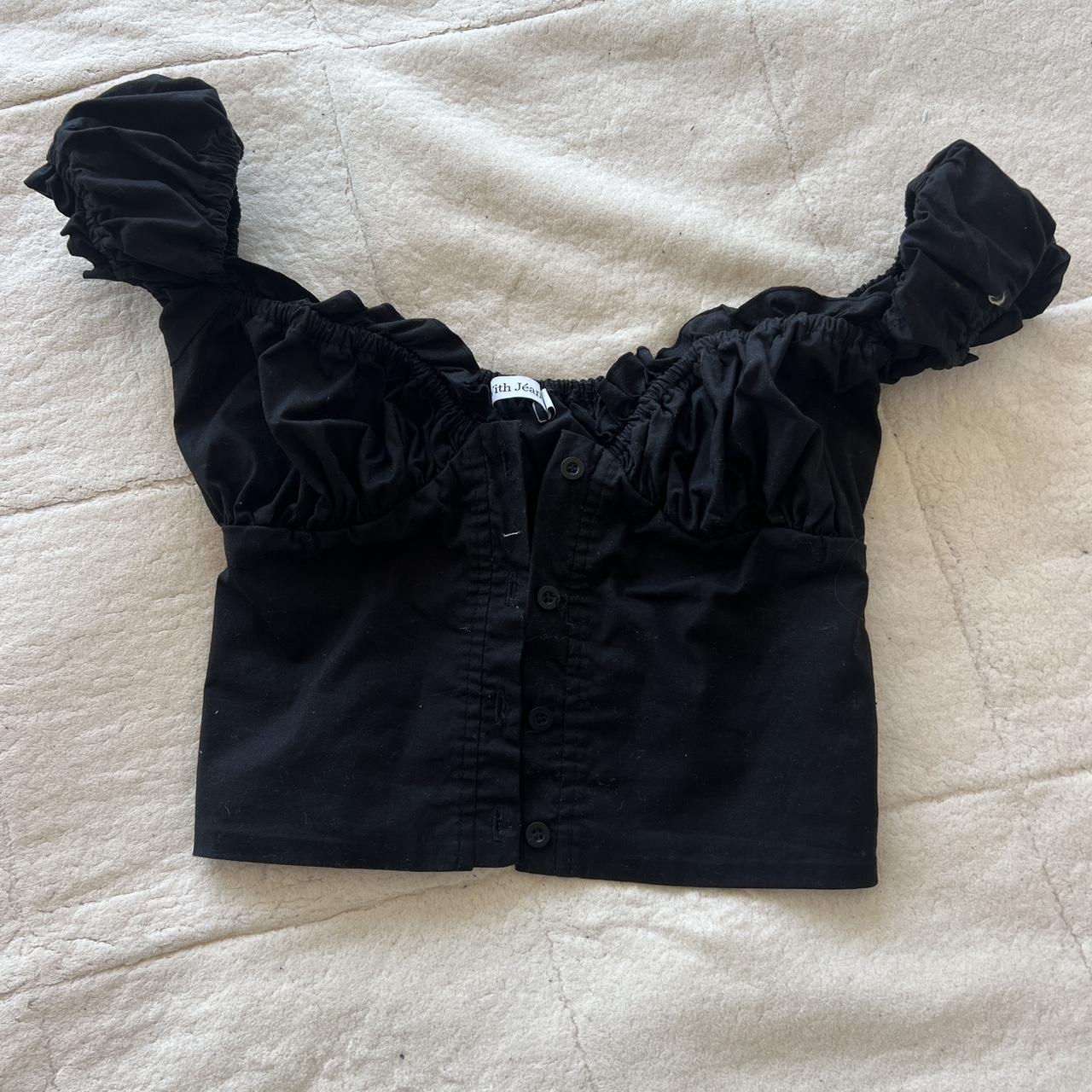 With Jean off the shoulder top in black. Size small... - Depop