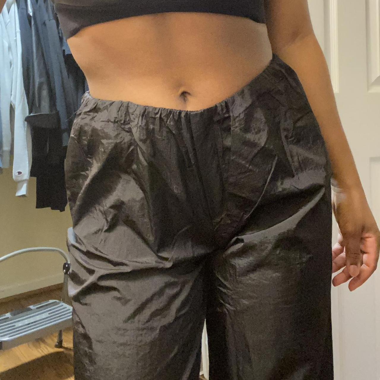 baggy black leather pants