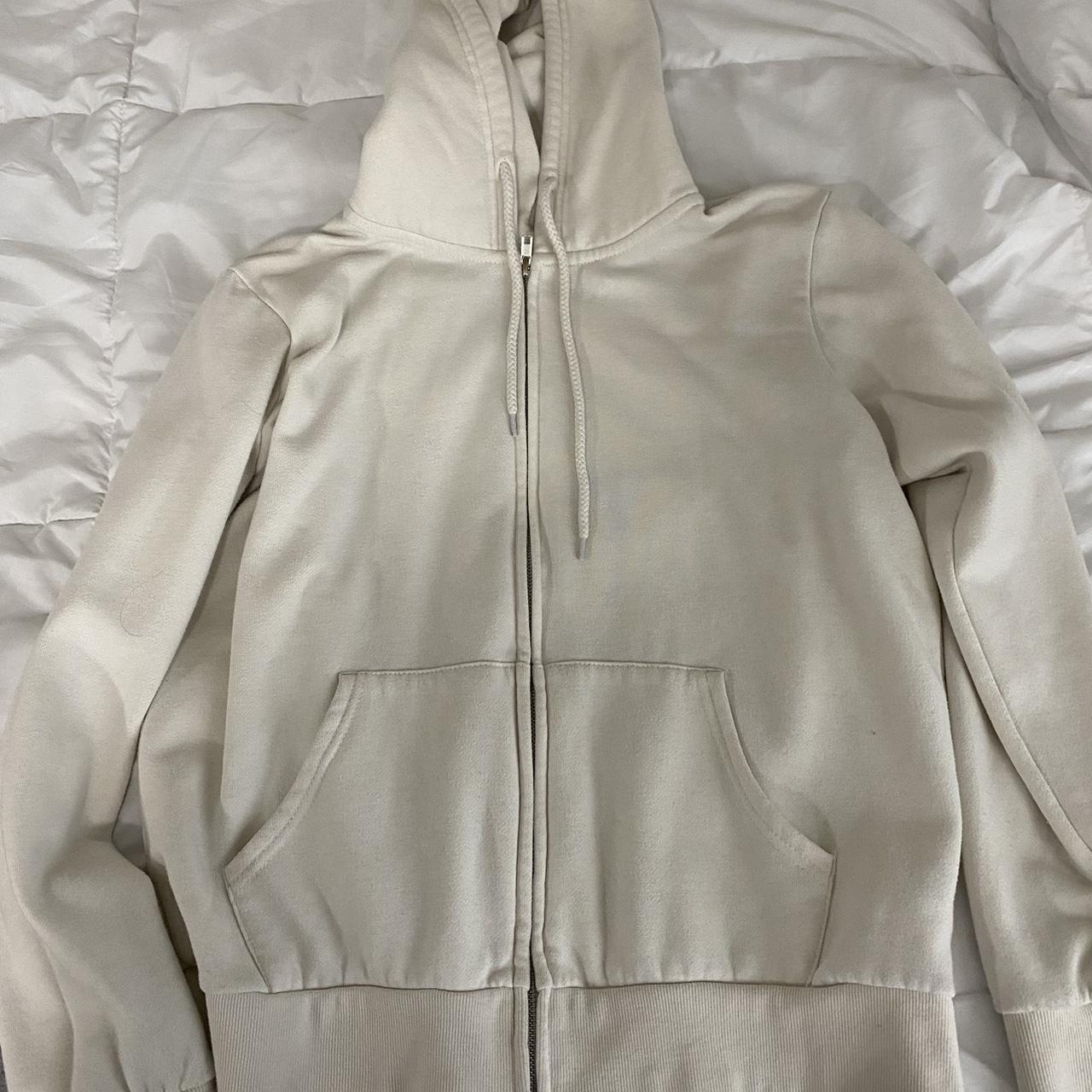 XL Cream colored almost white zip up jacket zipup Depop