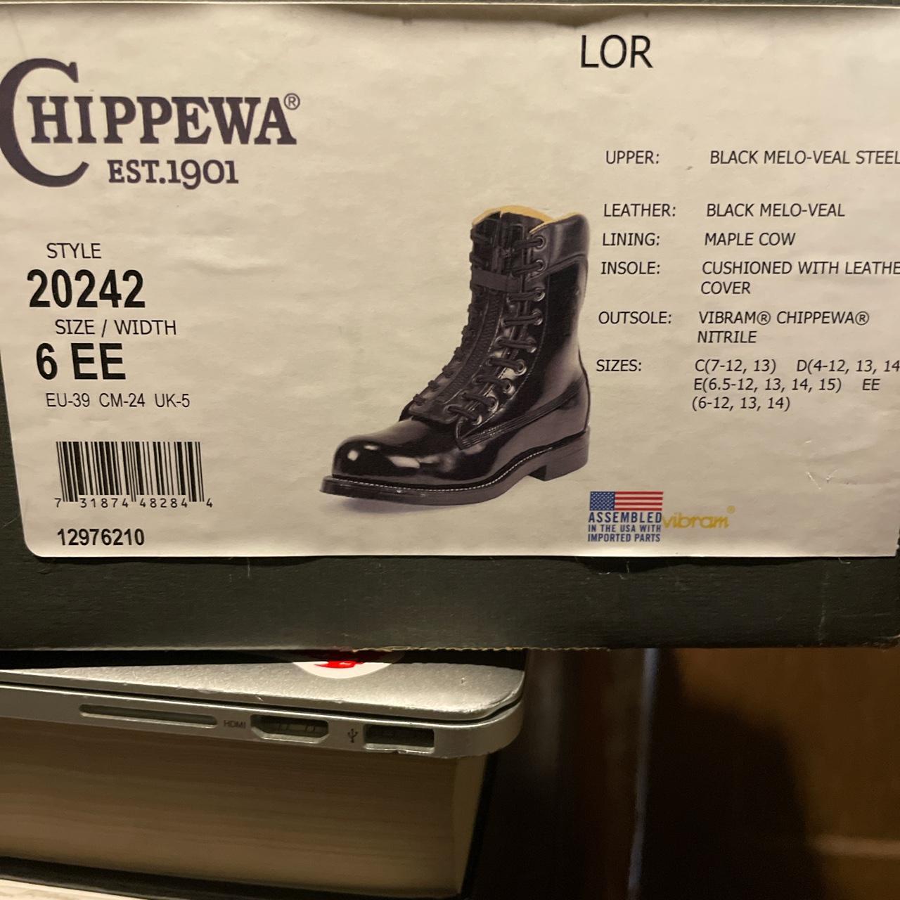 Black steel toe Chippewa boots With box Size 6 but Depop