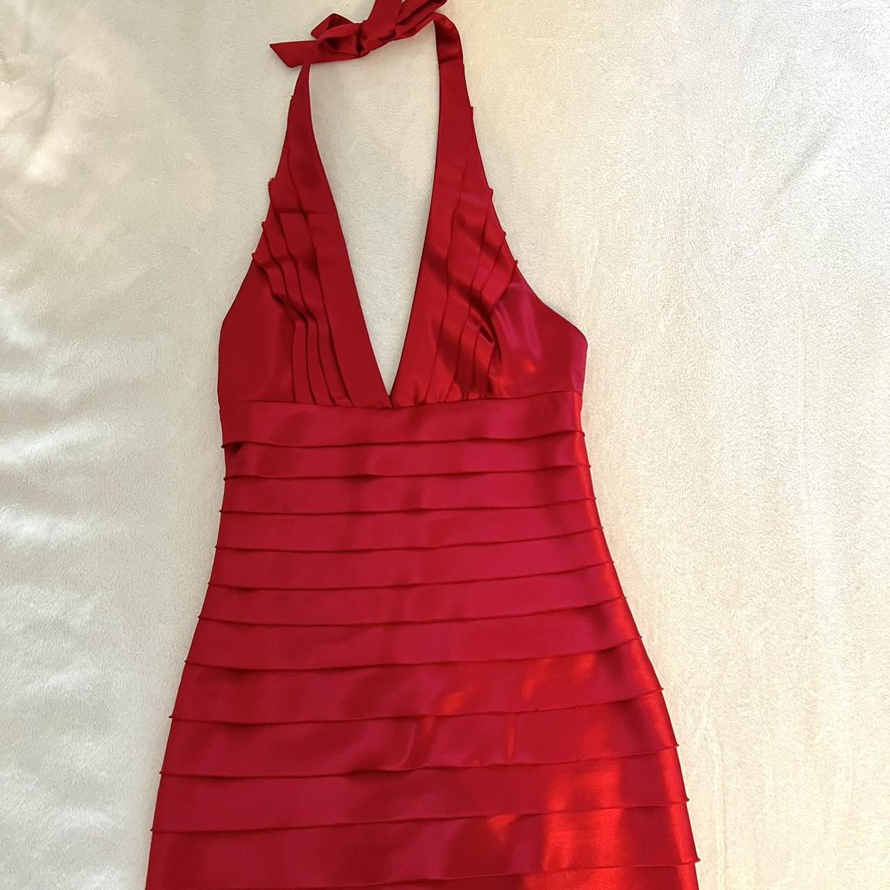 red halter mini dress y2k size xs - Depop