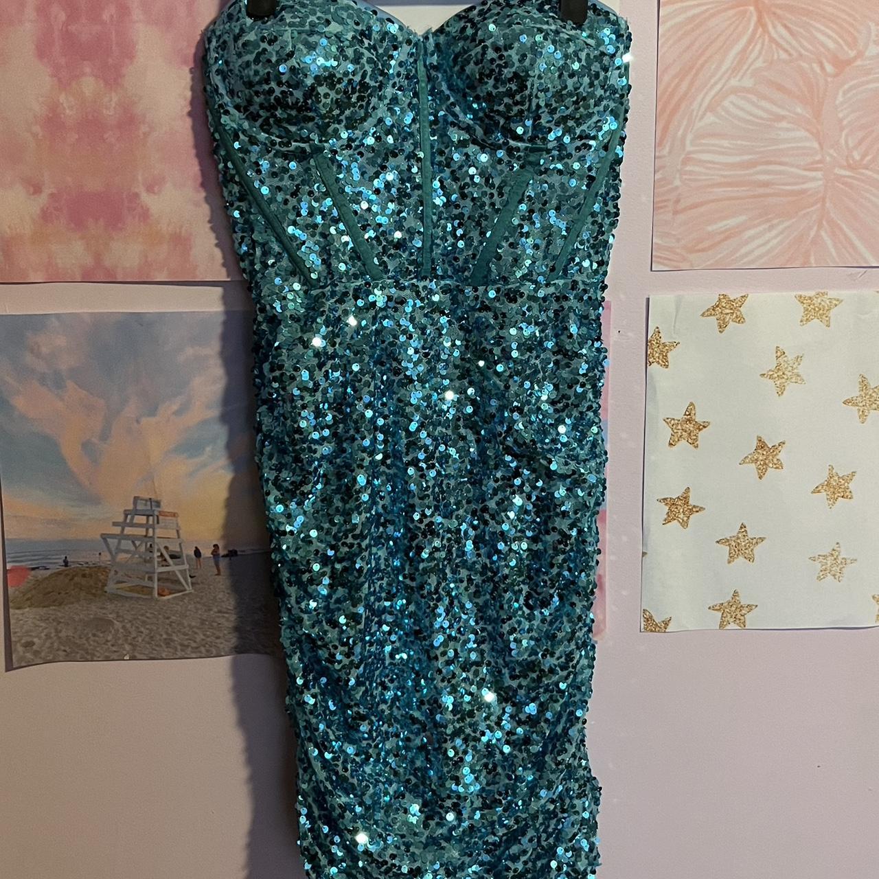 hello molly blue hoco dress sparkly size xs but... Depop