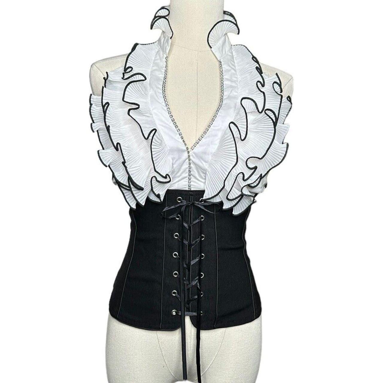 black and white corset top 💣, • by white house black