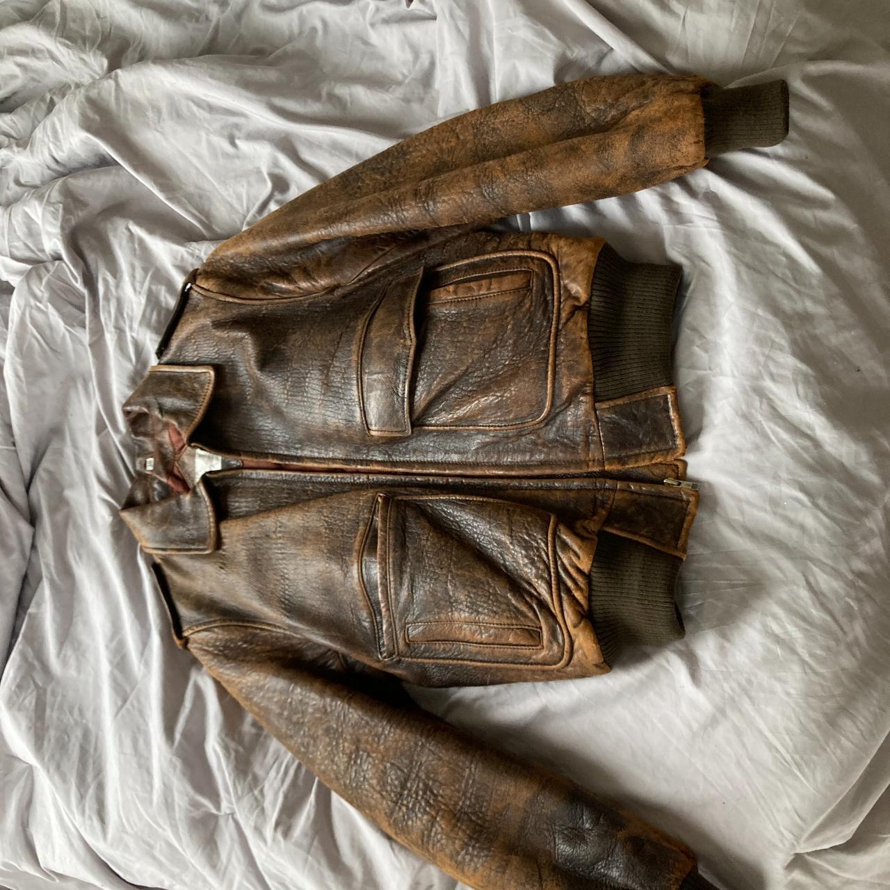 Vintage Brown Leather Jacket Size 36 Selling my... Depop