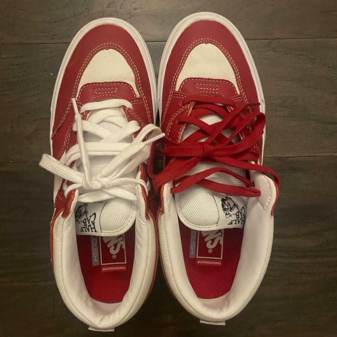 Red and white Halfcabs Size 8.5 in Men’s Basically... - Depop