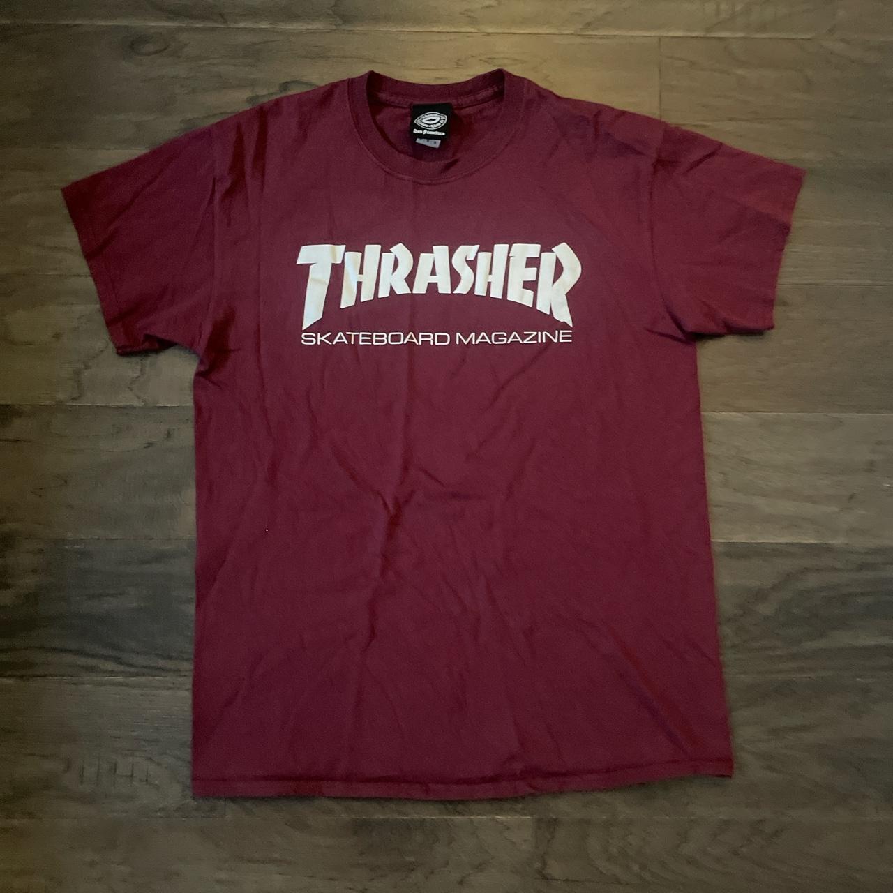 Burgundy best sale thrasher shirt