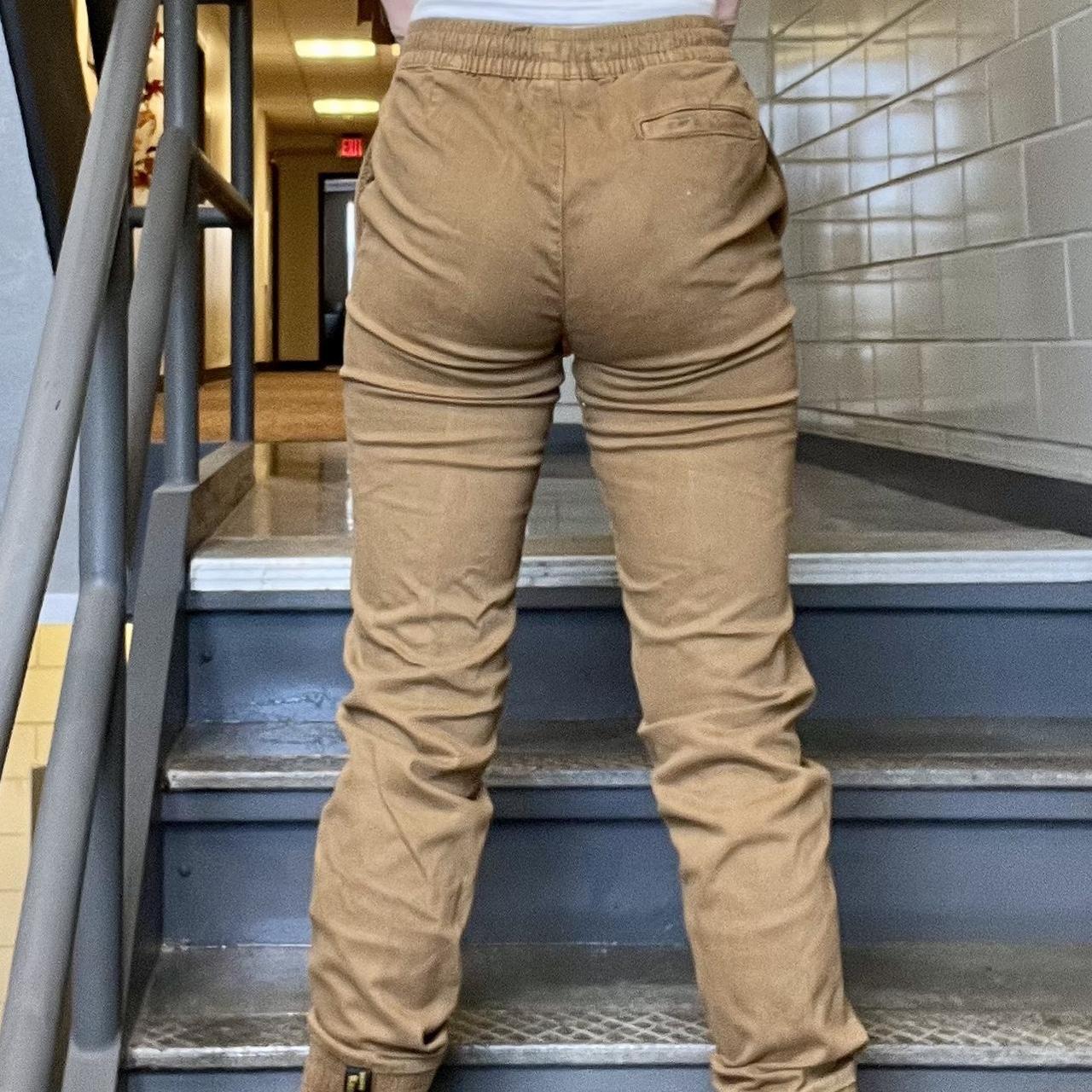 No Boundaries Men's Khaki Trousers Depop