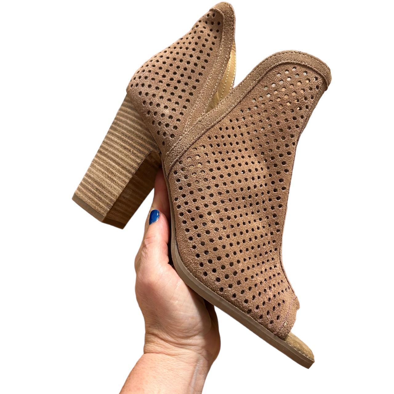 Lucky brand perforated peep toe store suede booties