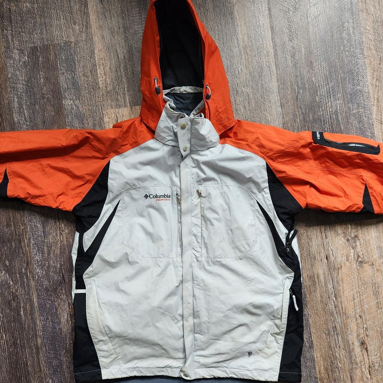 Columbia Sportswear Men's Grey and Orange Jacket Depop