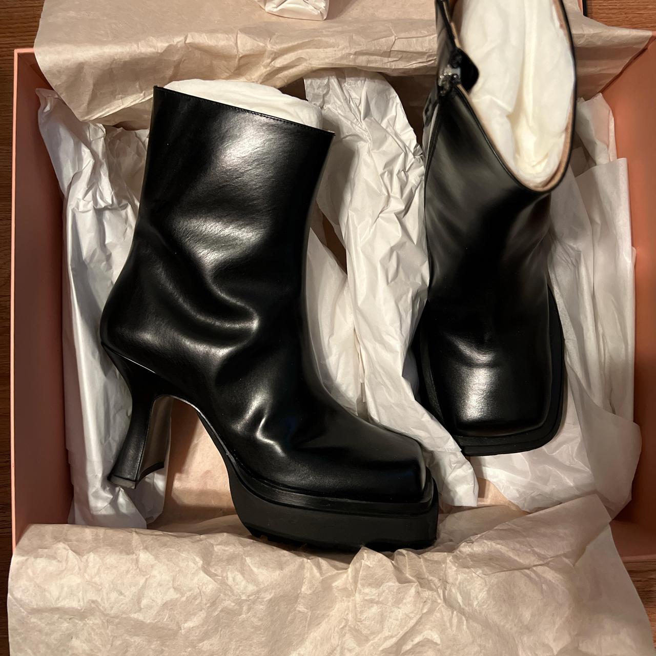 Acne studios black leather platform ankle boots with. Depop