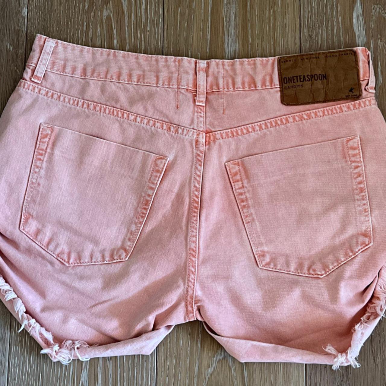 One Teaspoon Women's Pink and Orange Shorts Depop