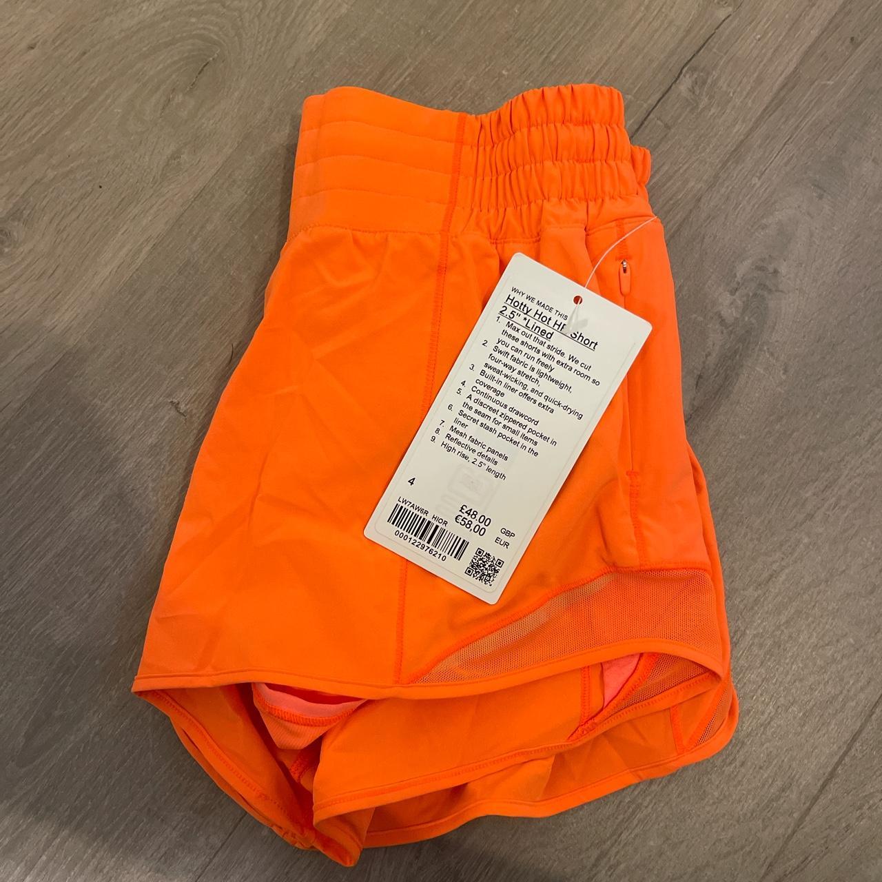 Lulu lemon high rise orange shorts SOLD OUT... - Depop