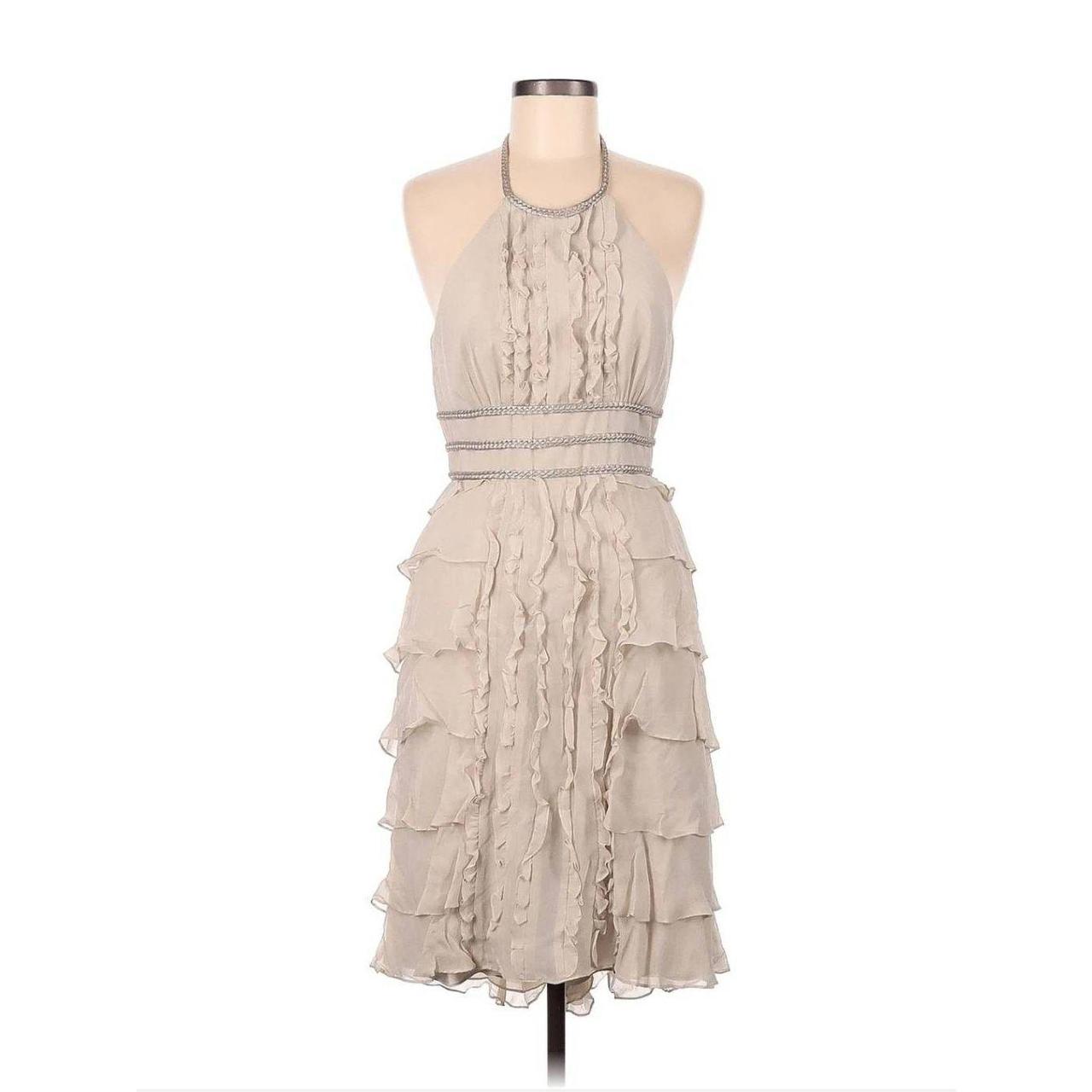 BCBGMAXAZRIA halter tie neck ruffle silk dress size