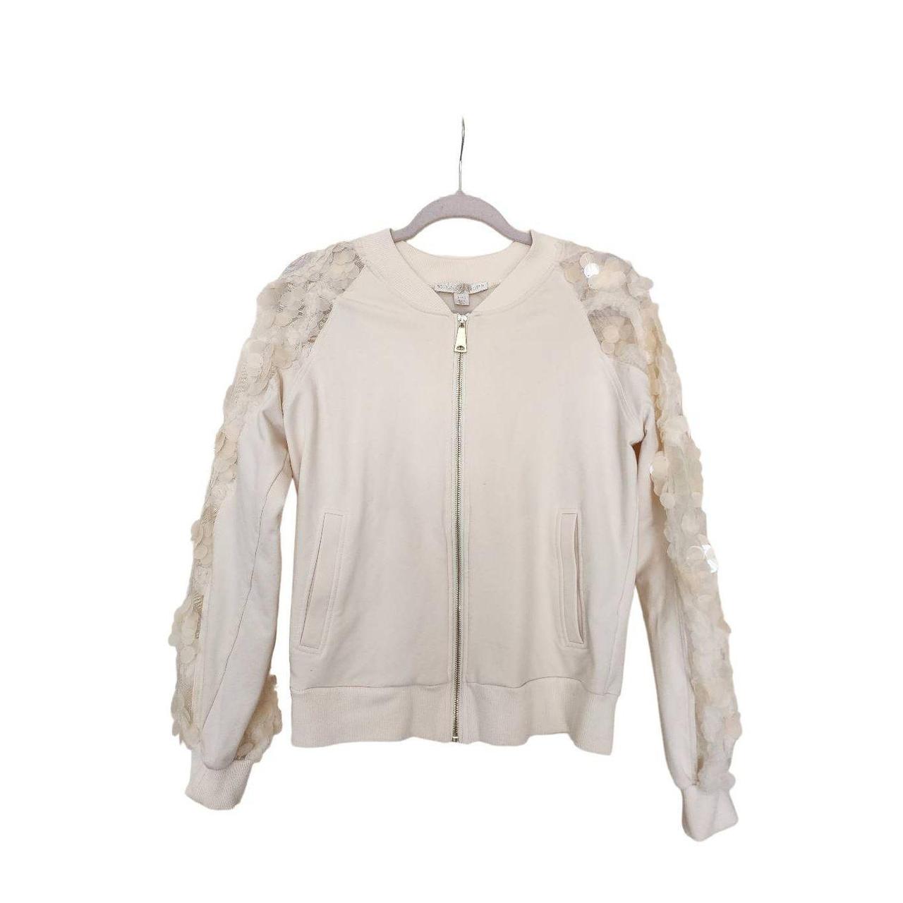 Cream colored bomber on sale jacket