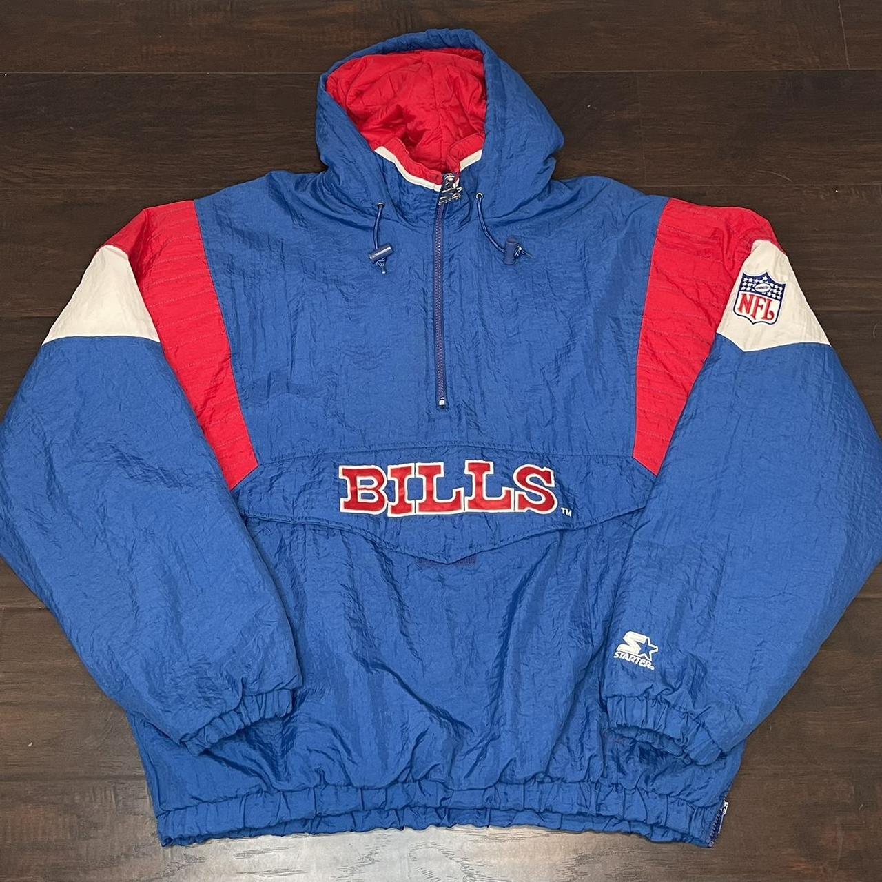 90s Vintage Starter Buffalo Bills Pullover Jacket - Depop