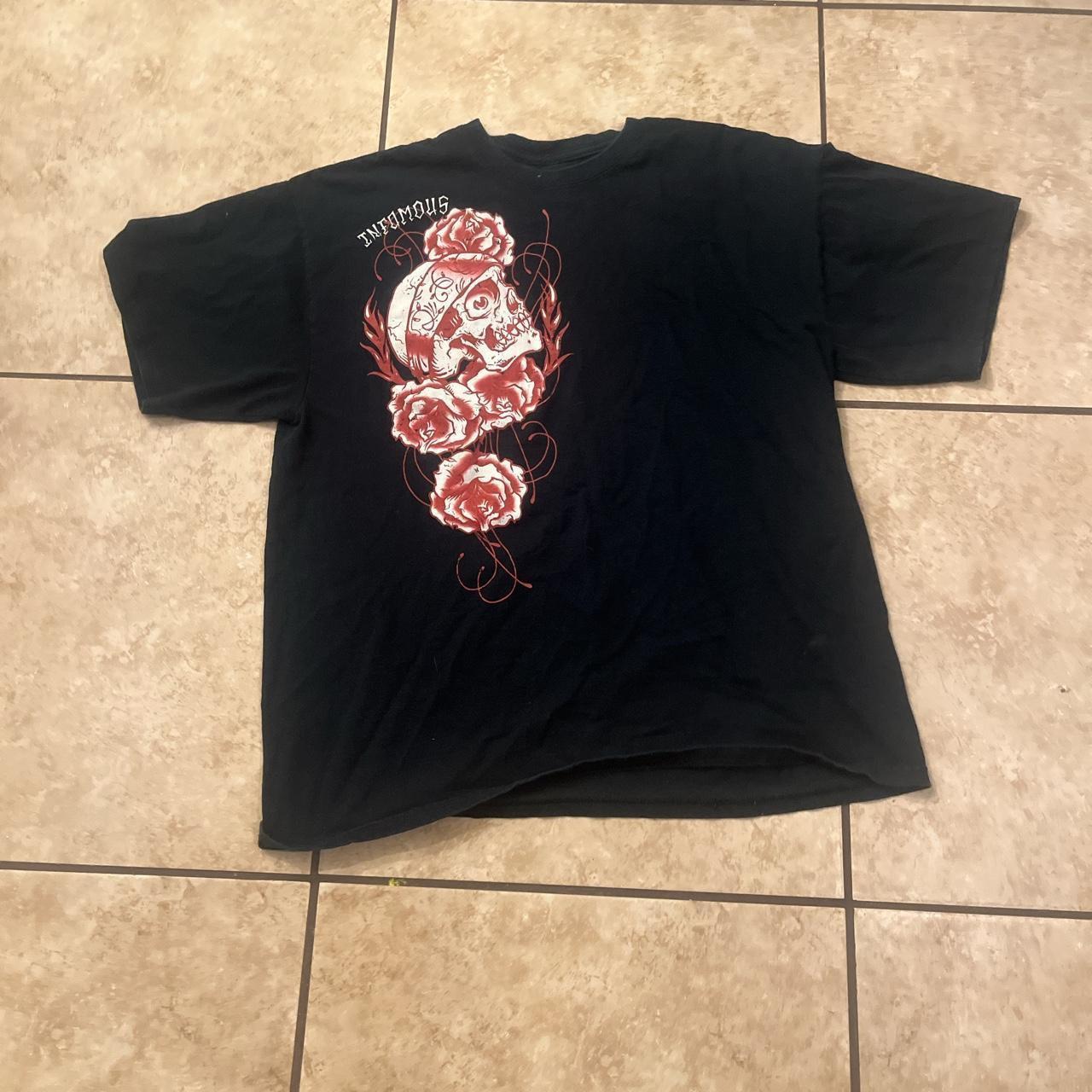 Infamous brand y2k skull shirt size xl fits kinda... - Depop