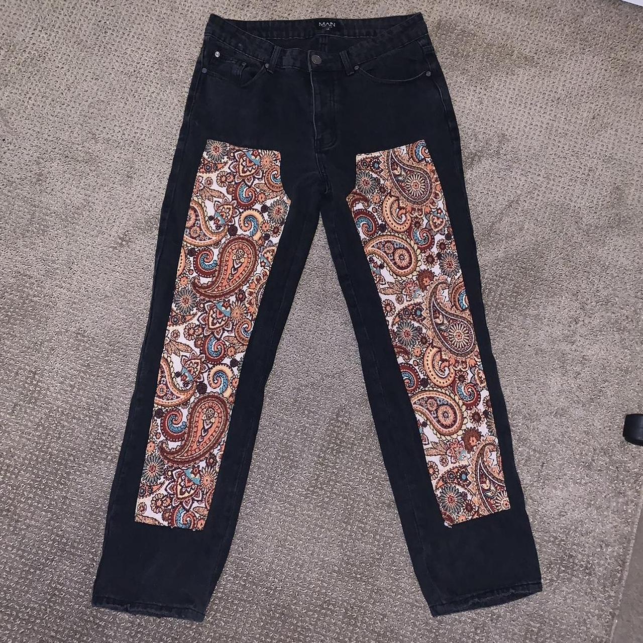 Vintage Black Tapestry Jeans Boohooman... Depop