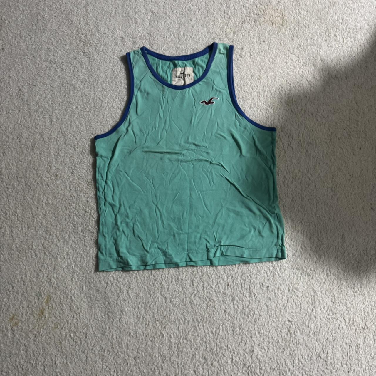 Hollister green and blue tank top dm for Depop