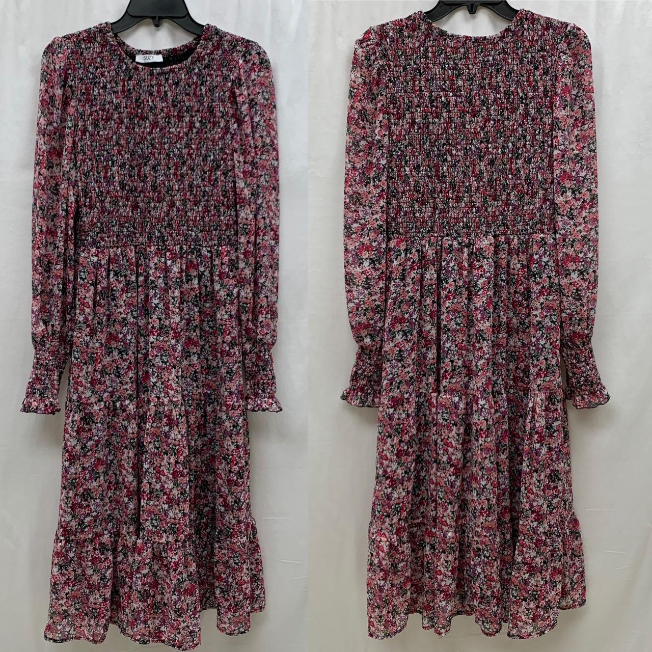 Suzy Shier floral maxi dress pink size L printed... - Depop