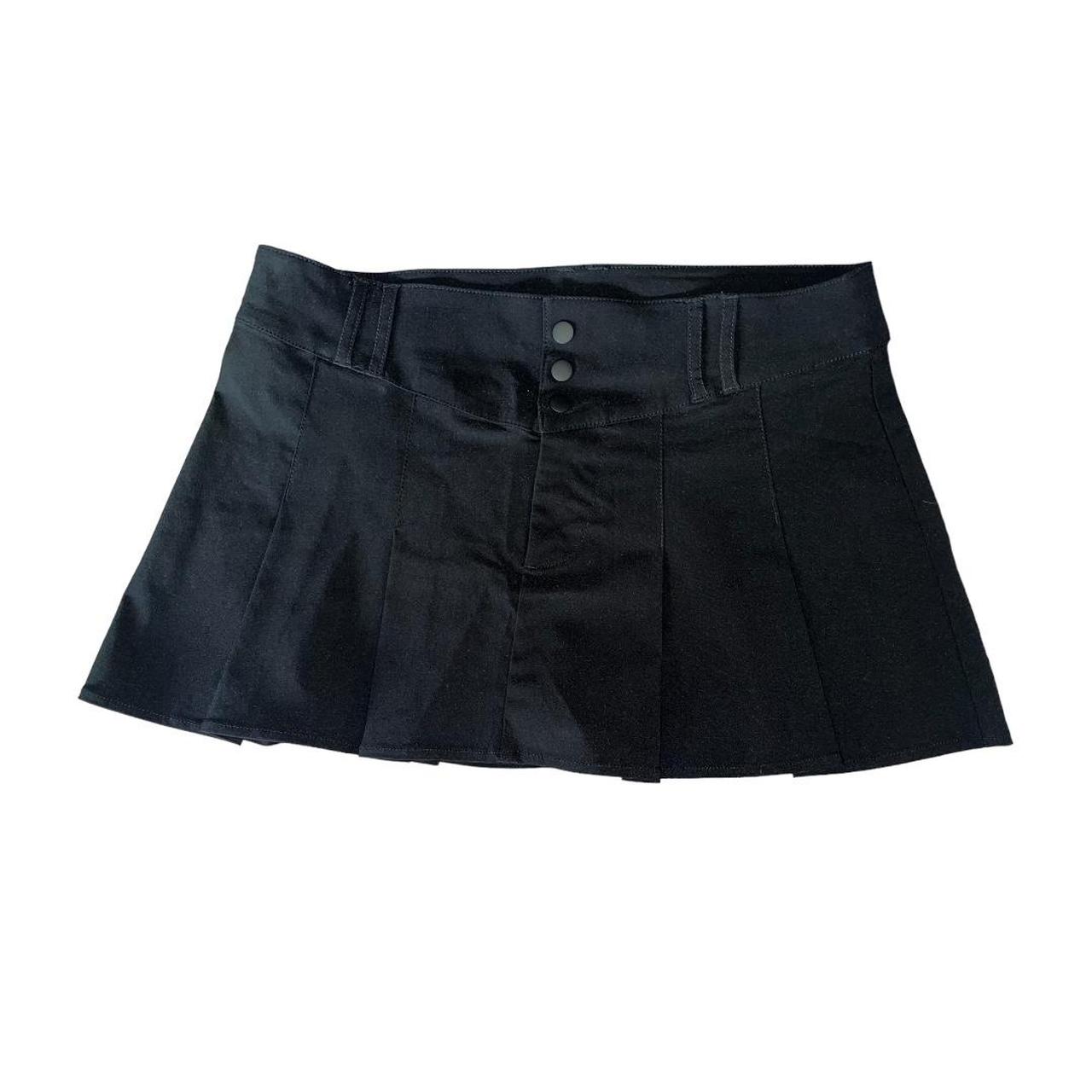 Pleated black short skirt. Belt loops. Button and... - Depop
