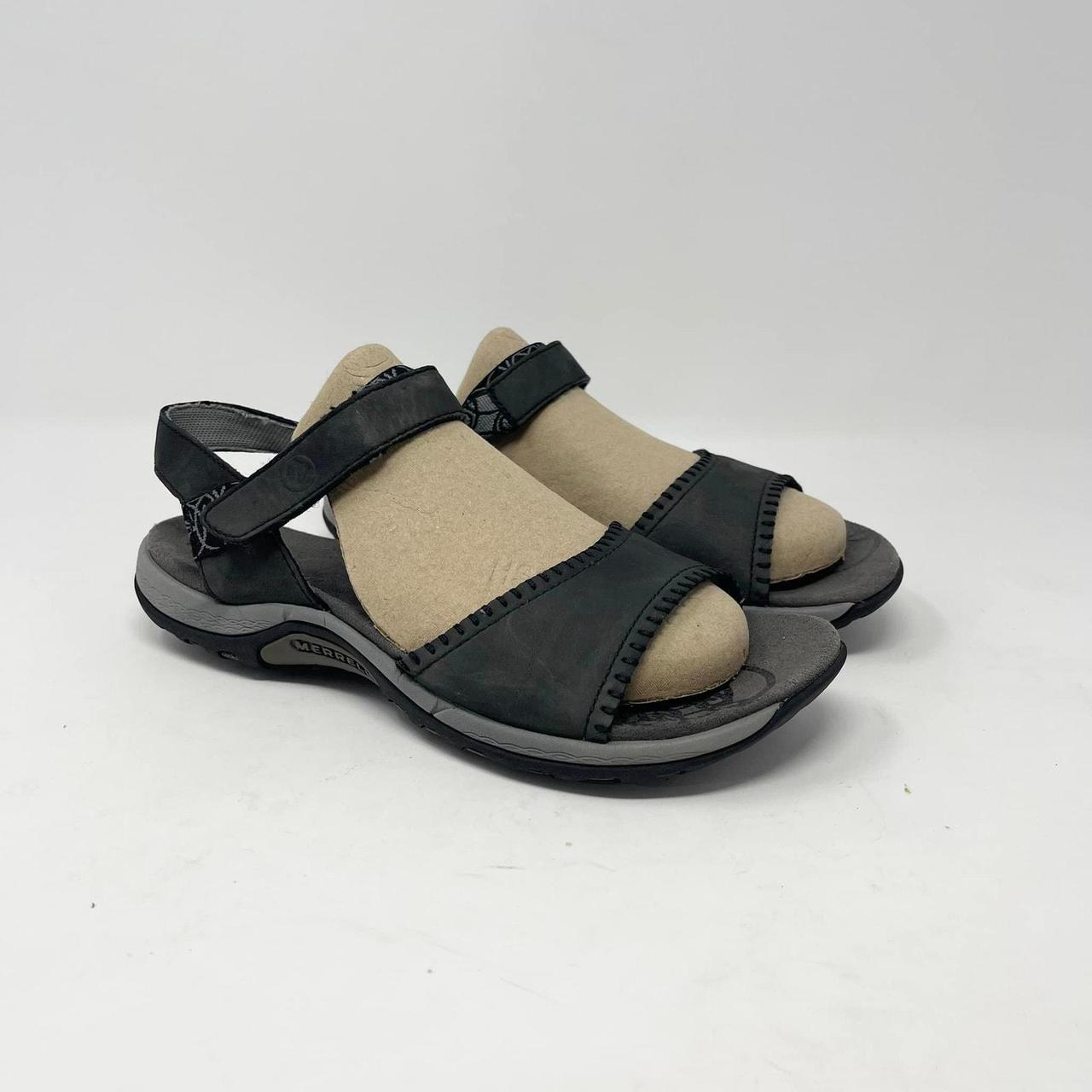 Merrell QForm Black Leather Hibiscus Strap Sandal. Depop