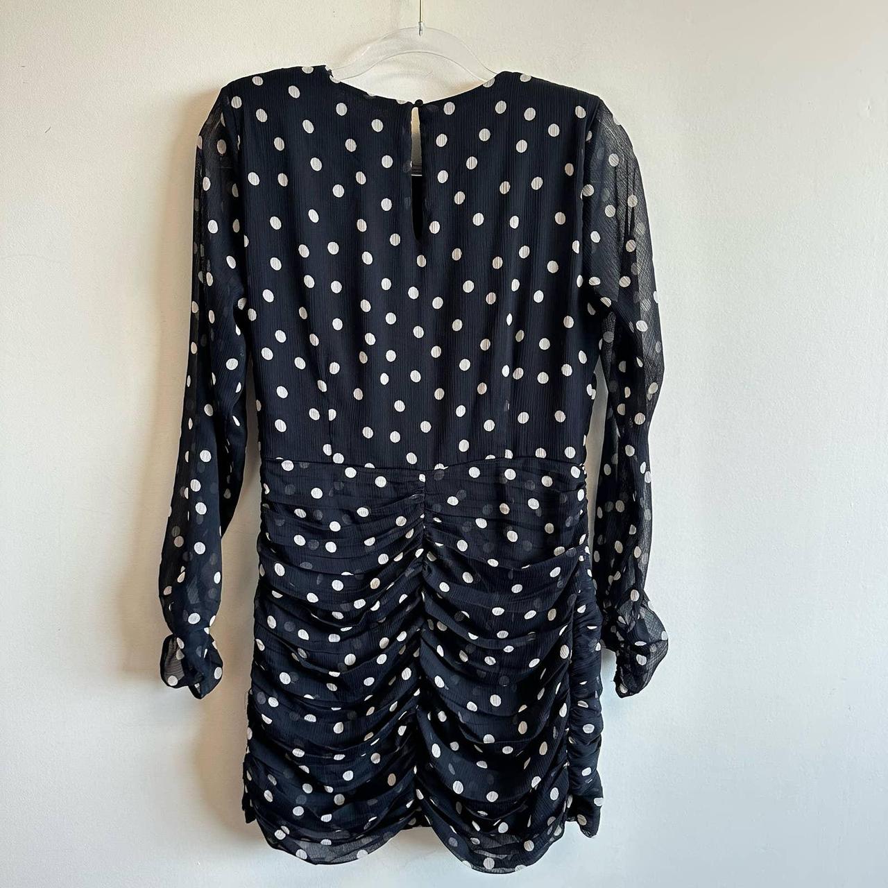 ZARA Draped Polka Dot Dress Long Sleeve Shirred